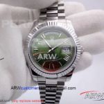 Replica Rolex Day Date Watch Stainless Steel Band Green Face  40mm 